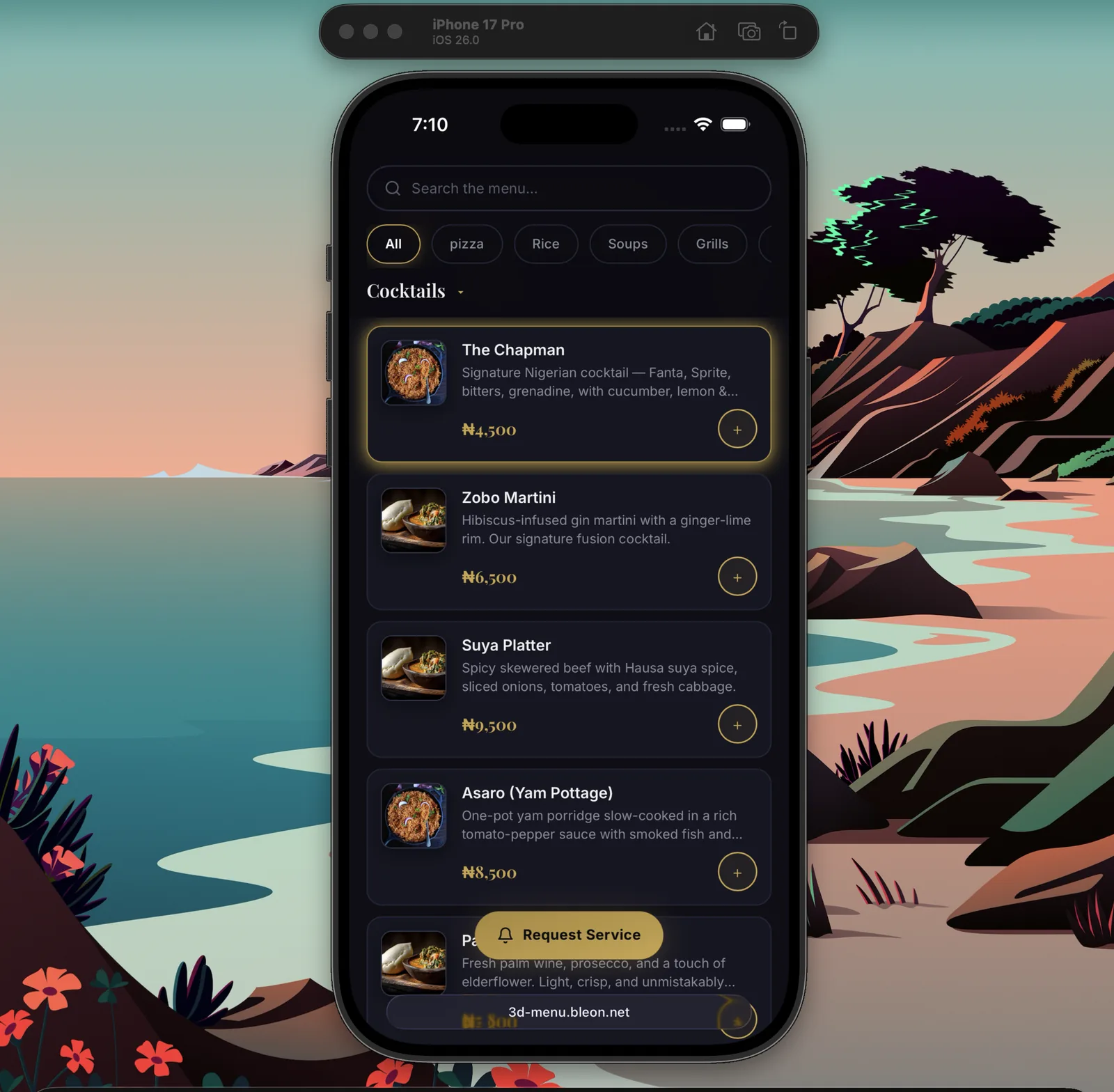 3D Food Menu — screenshot
